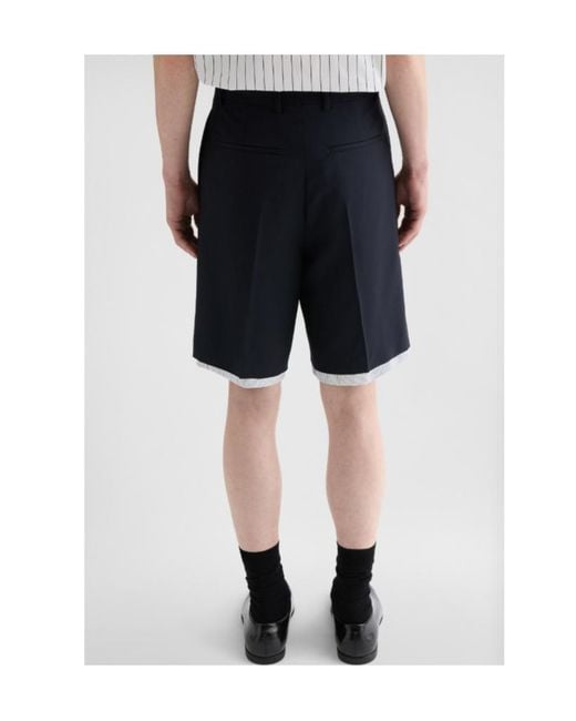 Jil Sander Blue Double-Layer Pleated Shorts for men