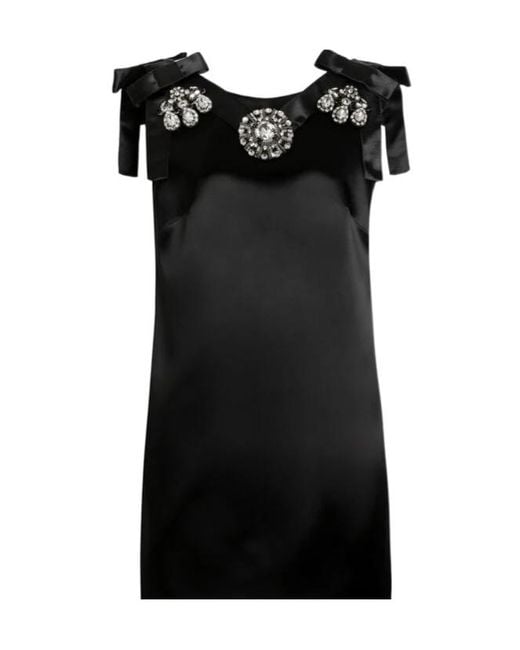 Dolce & Gabbana Black Embellished Mini Satin Dress