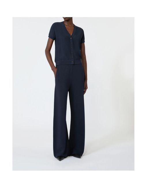 Max Mara Blue Viscose Crepe Cardigan