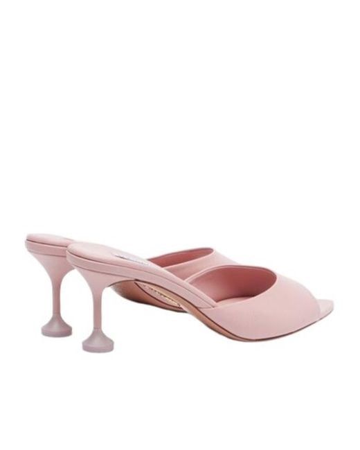 Aquazzura Pink Bisous 65 Leather Mules