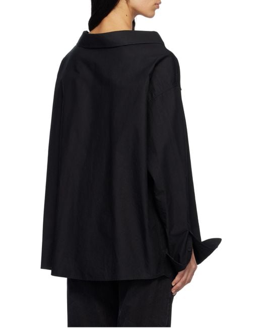 Balenciaga Blue Off-Shoulder Oversized Poplin Shirt