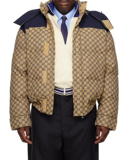 Gucci Multicolor All-Over Logo Print Puffer Coat for men