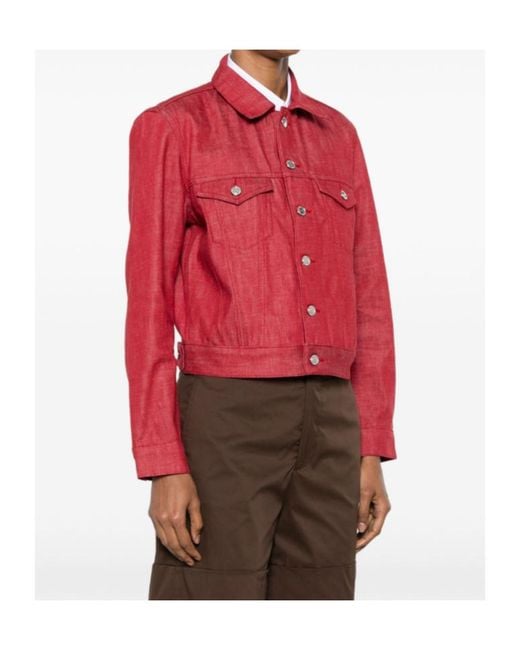 A.P.C. Red Button-Fastening Denim Jacket