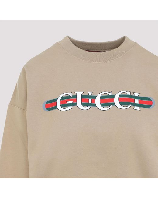 Gucci Natural Logo Printed Crewneck Sweatshirt