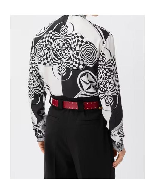 Versace Gray Pattern-Printed Long-Sleeved Shirt for men