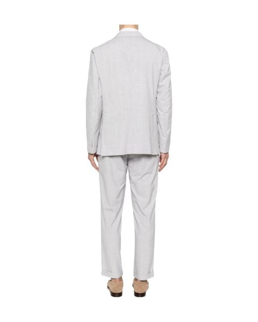 Eleventy White Striped Suit for men