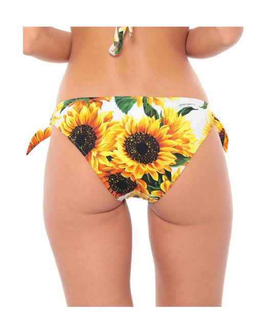 Dolce & Gabbana White Floral Printed Bikini Bottoms