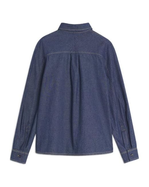 Maison Kitsuné Blue Maison Kitsuné Contrast-Stitch Denim Shirt