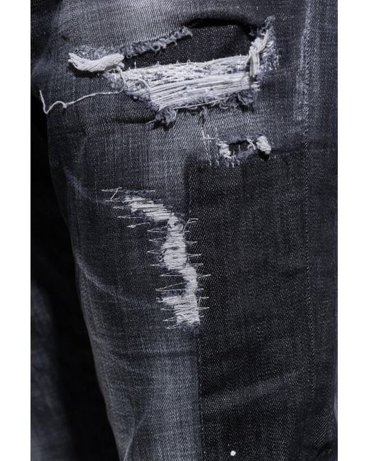 DSquared² Blue Straight-Leg Distressed Jeans for men