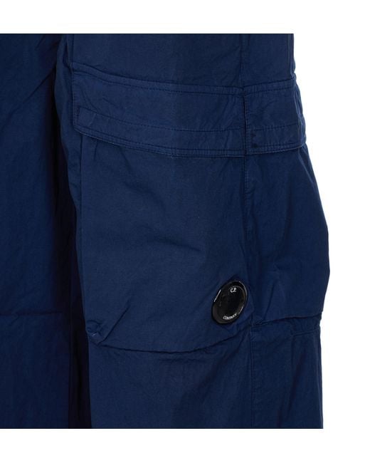 C P Company Blue Lens-Detailed Straight Leg Trousers for men