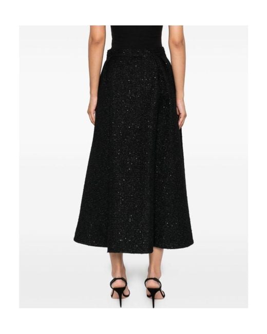 Alessandra Rich Black Sequin-Embellished Pleated Skirt