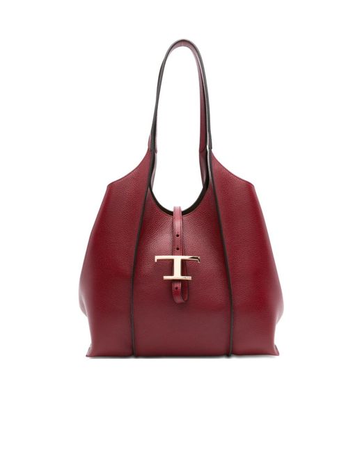 Tod's Red T Timeless Small Shopping Bag