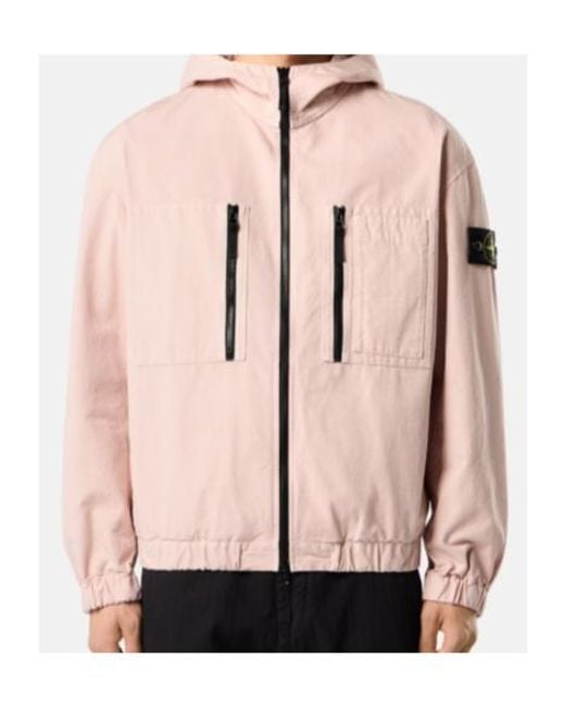 Stone Island Pink Comfort-Fit Hooded Overshirt With Zip Pockets for men