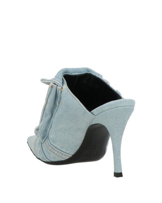 DIESEL Blue Simple Denim-Colored Mules