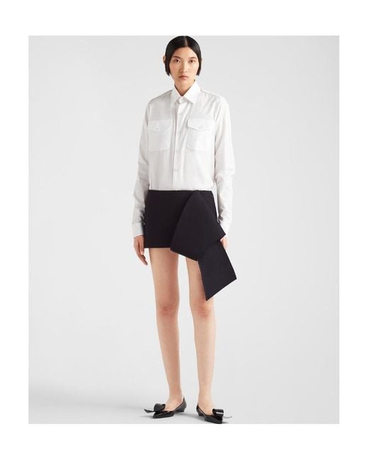 Prada Blue Asymmetric-Hem Zip-Up Mini Skirt