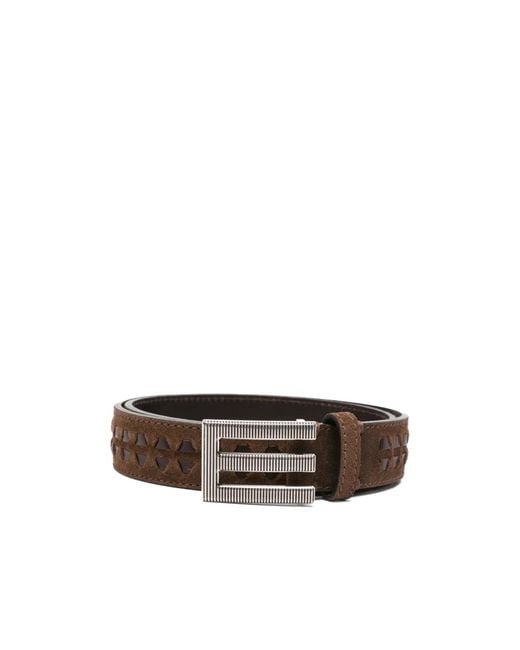 Etro White Logo-Buckle Leather Belt for men