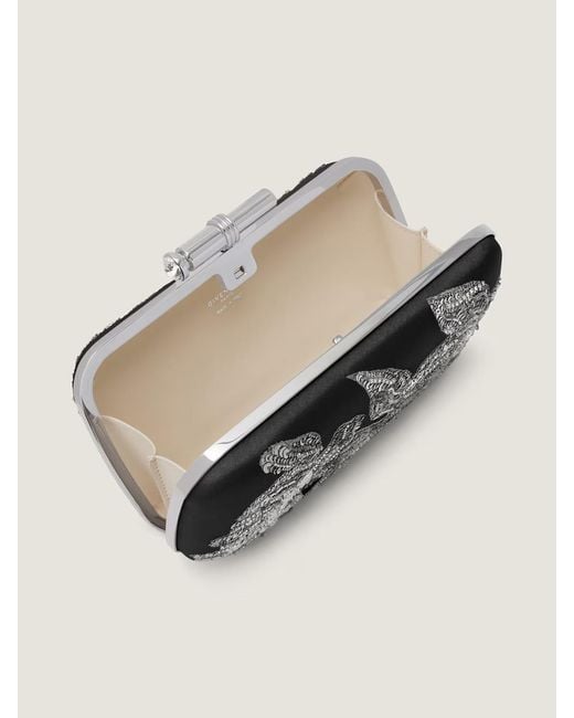 Givenchy Gray Pout Evening Clutch With Sequins Floral Embroideries