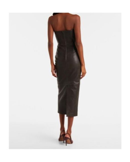 Alex Perry Black Leather Midi Dress