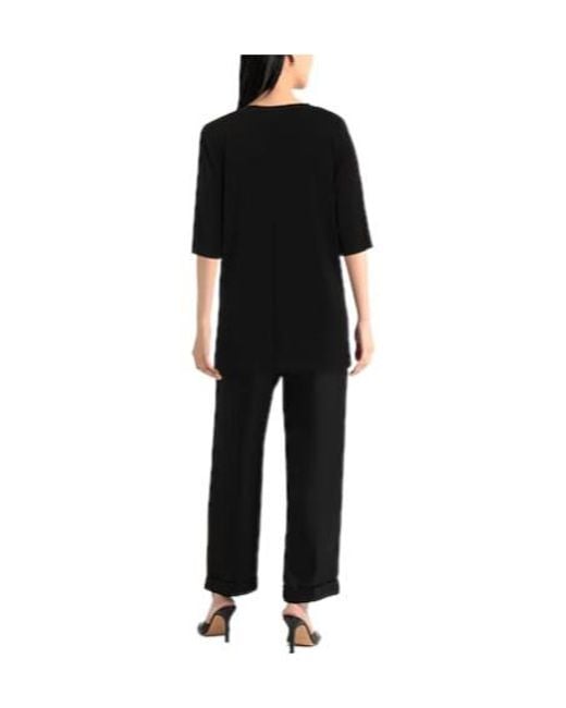 Max Mara Black Solid Color V-Neck Short-Sleeve T-Shirt