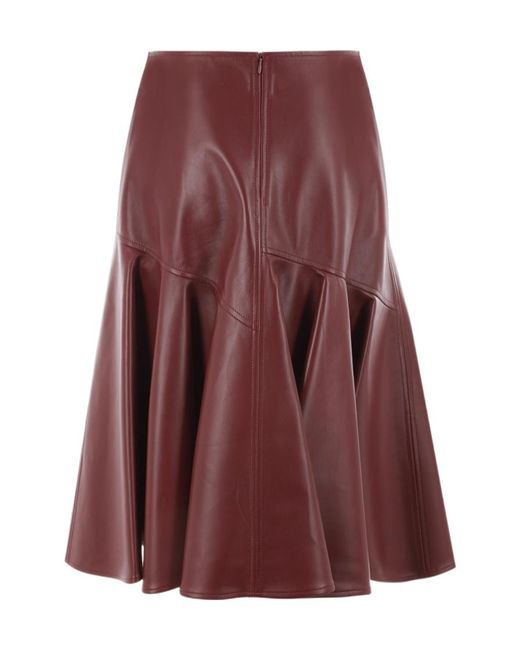 Bottega Veneta Purple Pleated Leather Skirt