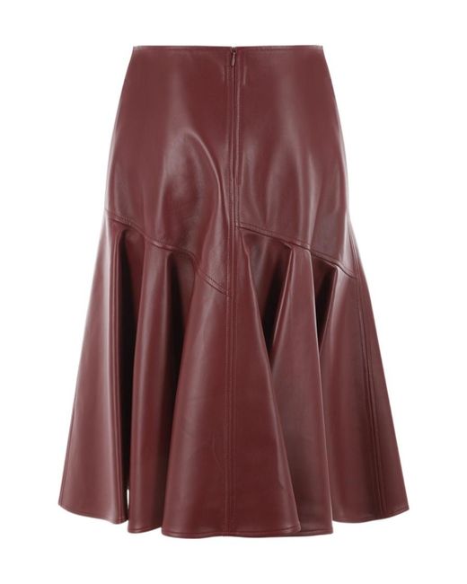 Bottega Veneta Purple Pleated Leather Skirt