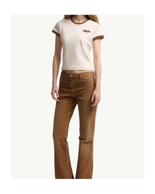 Moncler Natural Logo Embroidered Crewneck T-Shirt