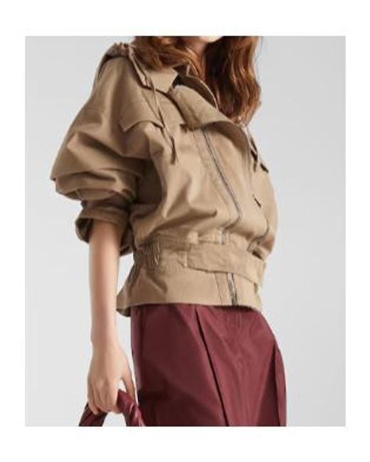 Fendi Natural Hooded Double-Zipped Jacket