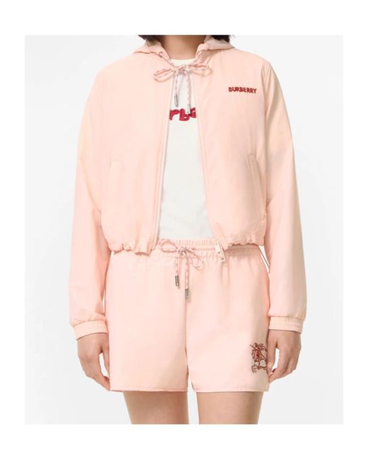 Burberry Pink Heart Knight Stretch Nylon Hooded Jacket