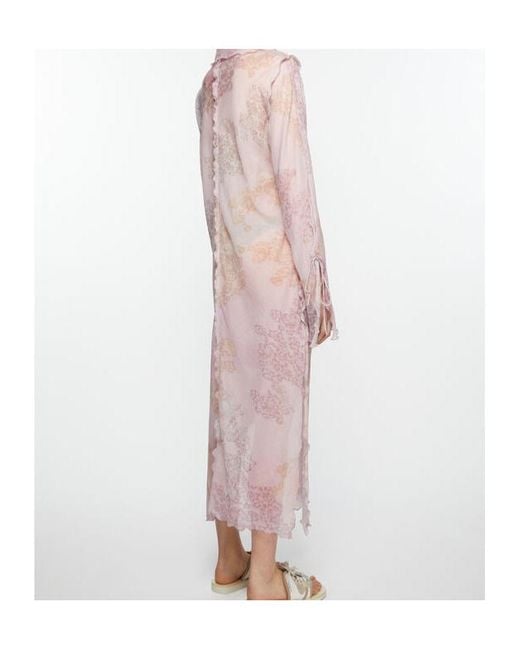 Acne Pink Chiffon Seasonal-Print Dress