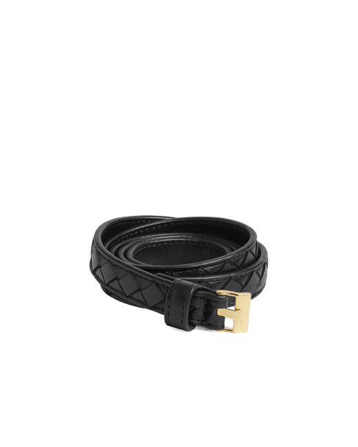 Bottega Veneta Black Intrecciato Thin Watch Belt