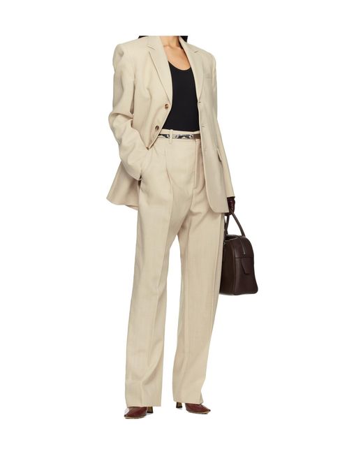 Wardrobe NYC Natural Button-Down Suit Jacket