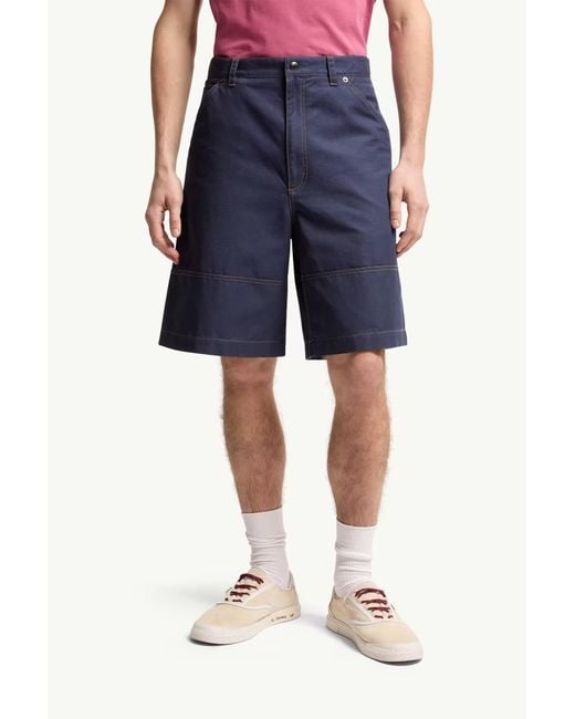 Moncler Blue Contrast-Stitch Denim Shorts for men
