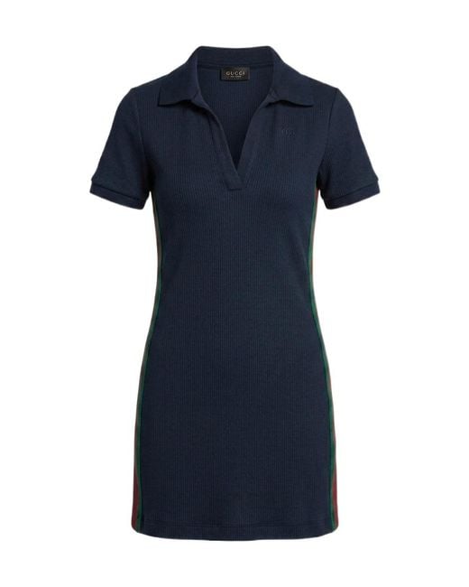 Gucci Blue Ribbed Polo Mini Dress