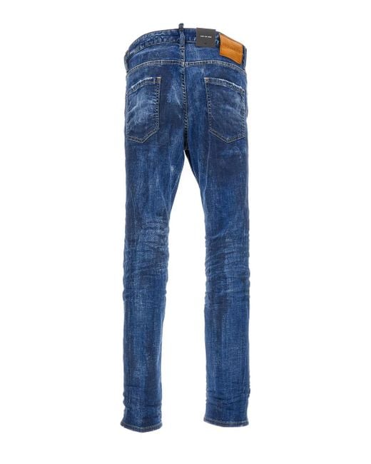 DSquared² Blue Distressed Cool Guy Slim-Fit Jeans for men