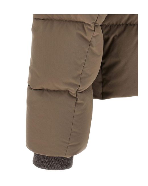Moorer Brown Hooded Puffer Jacket for men