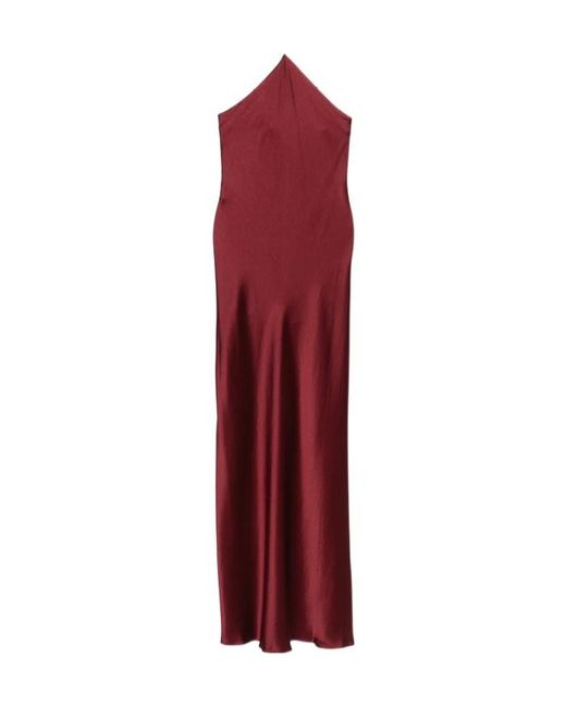 Staud Red Cadence Beaded Halter Slip Dress