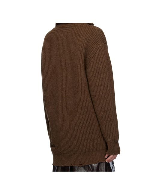 MM6 by Maison Margiela Brown High Neck Zip-Up Cardigan