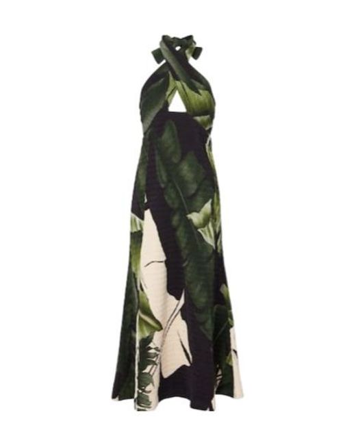 Johanna Ortiz Green Printed Halterneck Maxi Dress