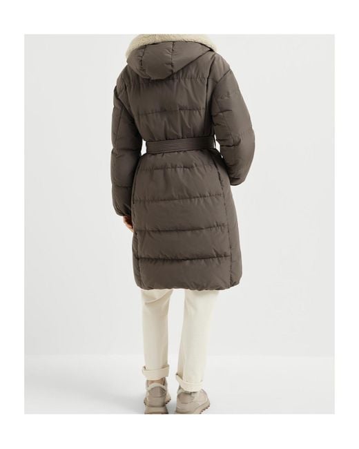 Brunello Cucinelli Brown Long-Sleeved Down Jacket