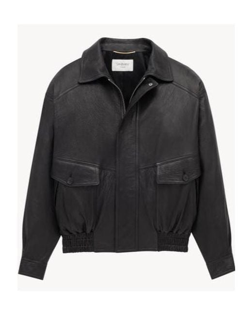 Saint Laurent Black Zip-Up Bomber Jacket