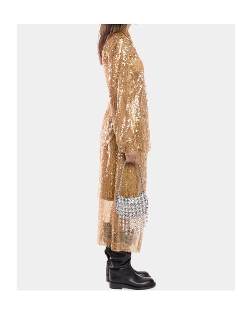 Rabanne Natural Sequin-Embroidered Skirt