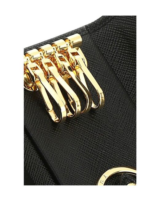 Prada Black Logo Key Ring Case