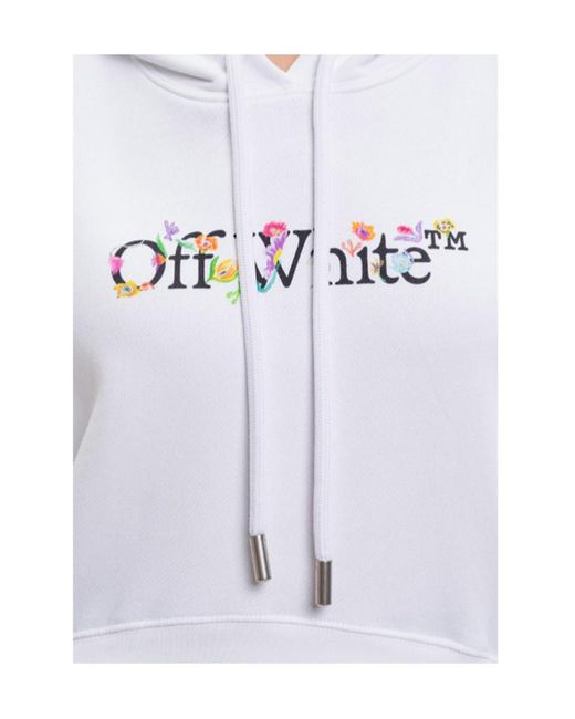Off-White c/o Virgil Abloh White Floral-Print Hooded Knitwear