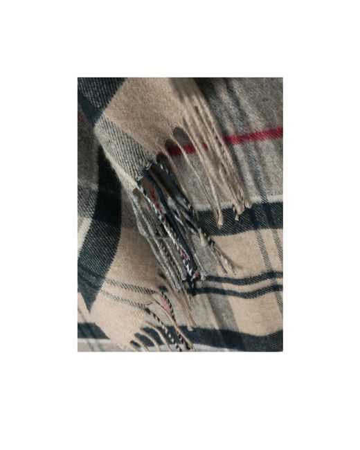 Barbour Gray Checked Fringed Scarf for men