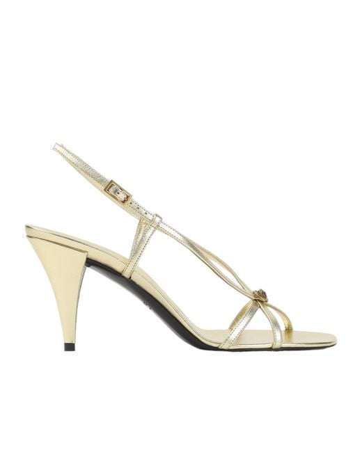 Versace Metallic Square-Toe High-Heeled Sandals