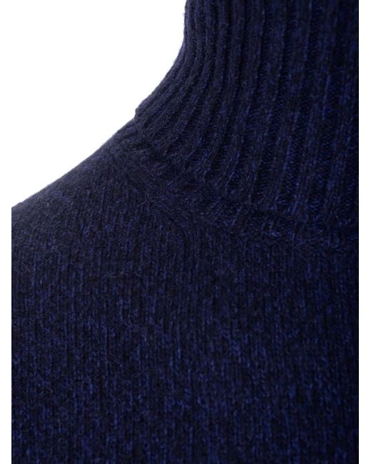 AMI Blue Ami De Coeur Roll Neck Knitted Jumper for men