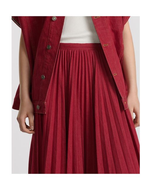 Dior Red Pleated Mid-Length Skirt