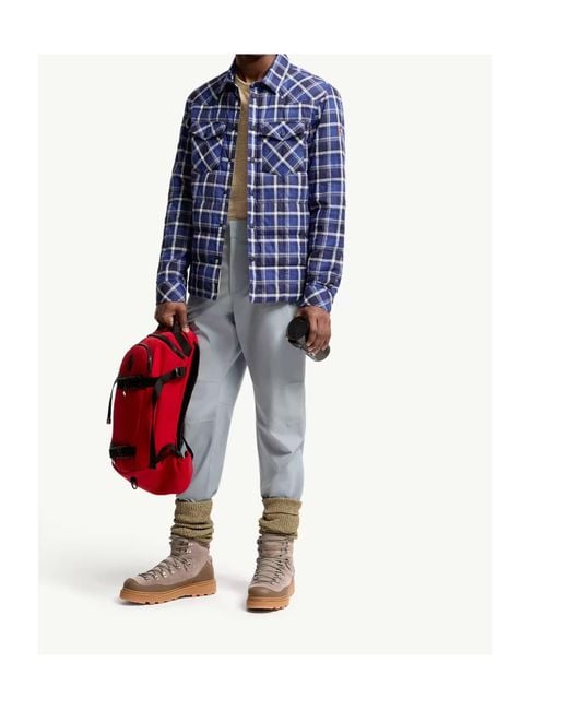Moncler Blue Grenoble Quilted Plaid Overshirt for men