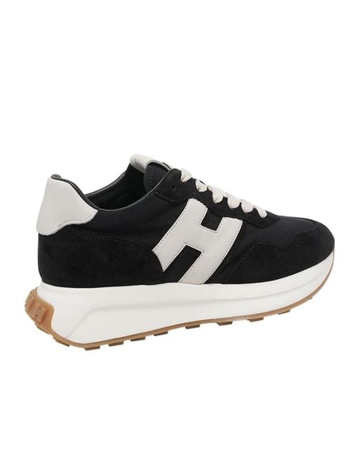 Hogan Black Logo Patch Lace-Up Sneakers