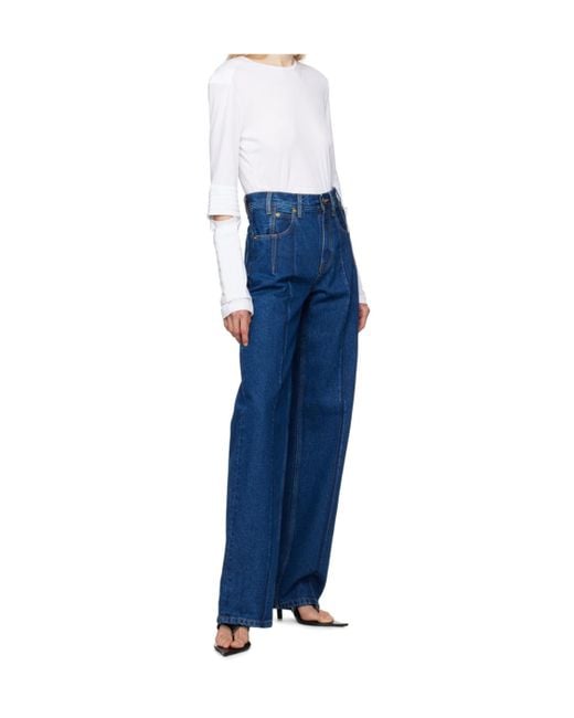 DARKPARK Blue Lu Pleated Straight-Leg Jeans